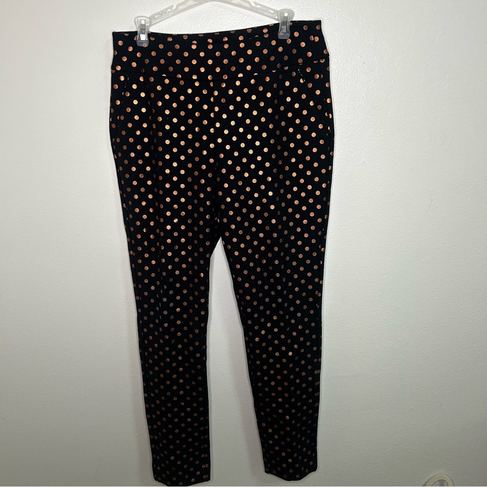 Soft Surroundings metallic copper polka dot legging pants